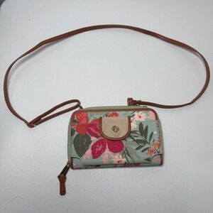 Spartina 449 Multi Phone/Wallet Alljoy Landing Seafoam Floral Pattern Crossbody